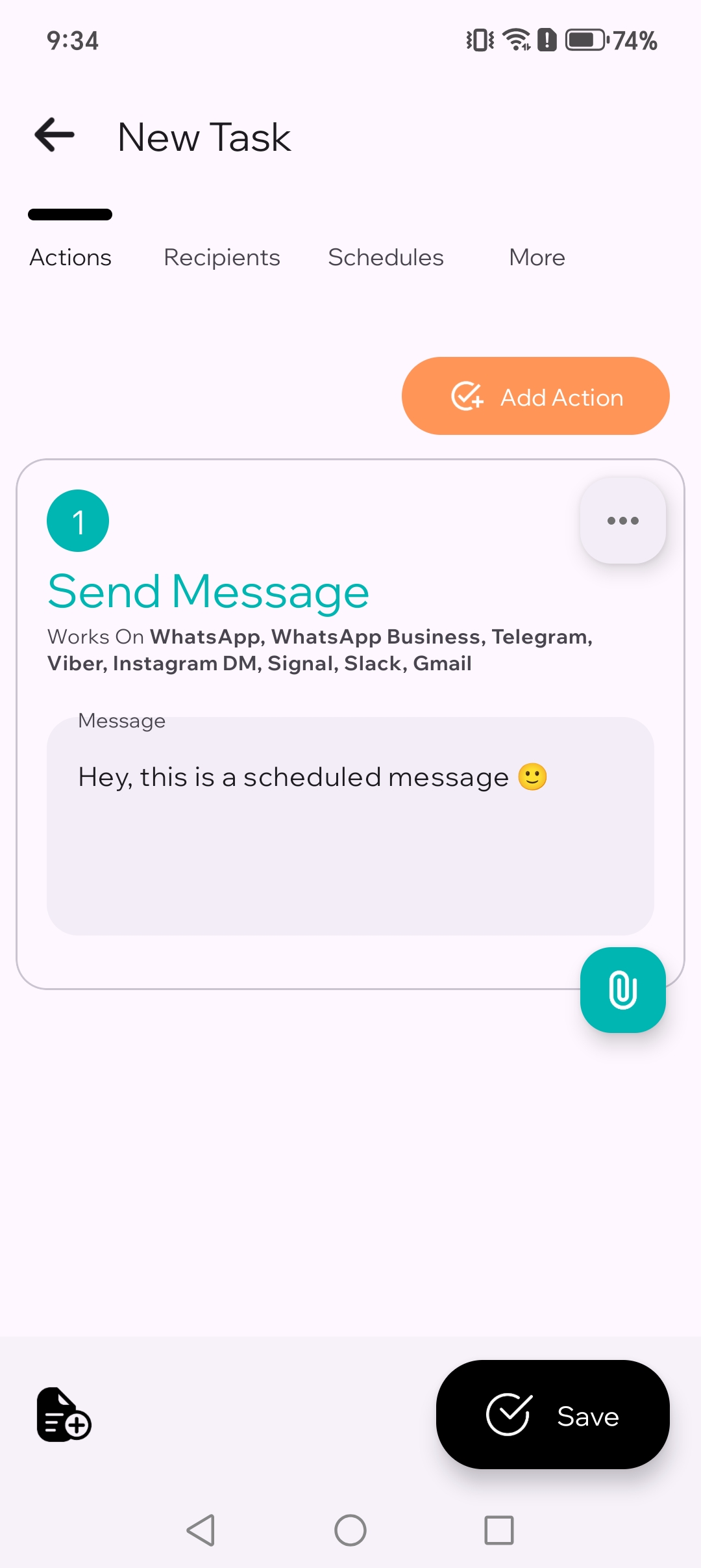 Message editor with a text field